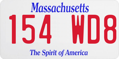 MA license plate 154WD8