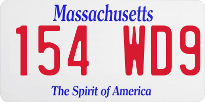 MA license plate 154WD9