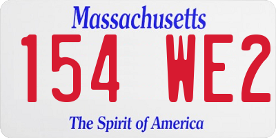 MA license plate 154WE2