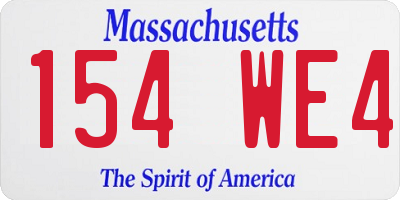 MA license plate 154WE4