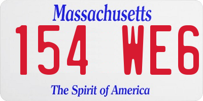 MA license plate 154WE6