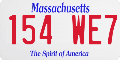 MA license plate 154WE7
