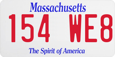 MA license plate 154WE8