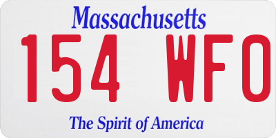 MA license plate 154WF0