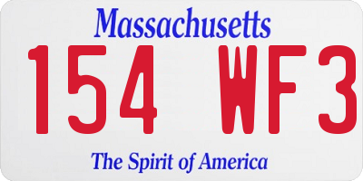 MA license plate 154WF3