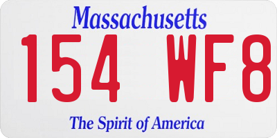 MA license plate 154WF8