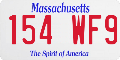 MA license plate 154WF9
