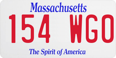 MA license plate 154WG0