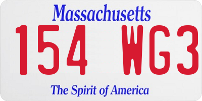 MA license plate 154WG3