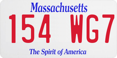 MA license plate 154WG7