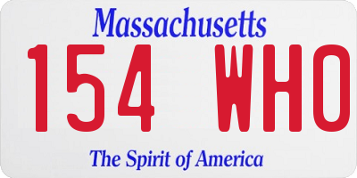 MA license plate 154WH0