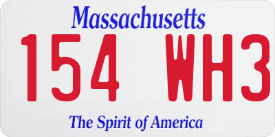 MA license plate 154WH3