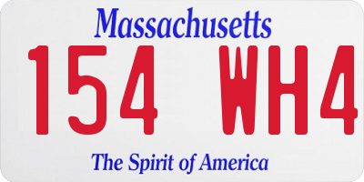 MA license plate 154WH4