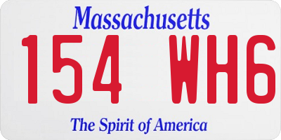 MA license plate 154WH6