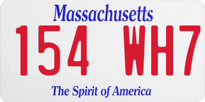 MA license plate 154WH7
