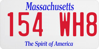 MA license plate 154WH8