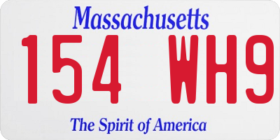 MA license plate 154WH9