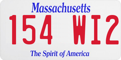 MA license plate 154WI2