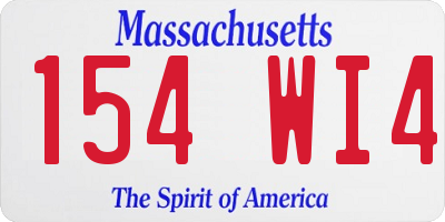 MA license plate 154WI4