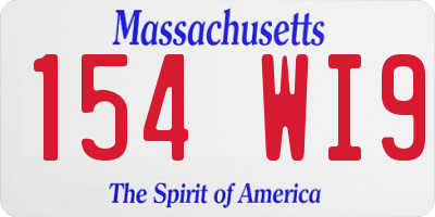 MA license plate 154WI9