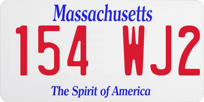 MA license plate 154WJ2