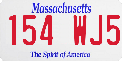 MA license plate 154WJ5