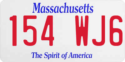 MA license plate 154WJ6