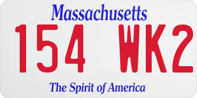 MA license plate 154WK2