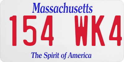 MA license plate 154WK4