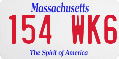 MA license plate 154WK6