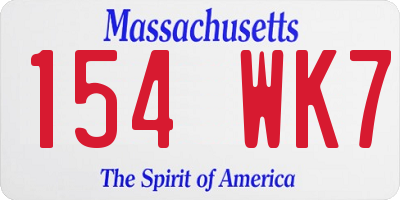 MA license plate 154WK7