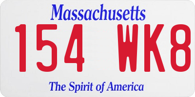 MA license plate 154WK8