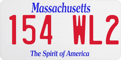MA license plate 154WL2