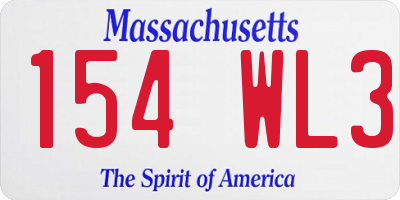 MA license plate 154WL3