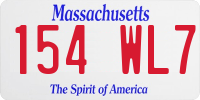 MA license plate 154WL7