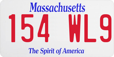 MA license plate 154WL9