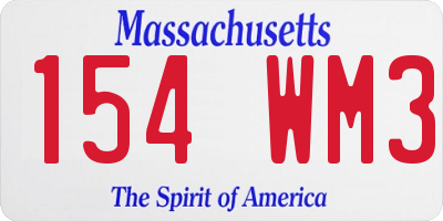 MA license plate 154WM3