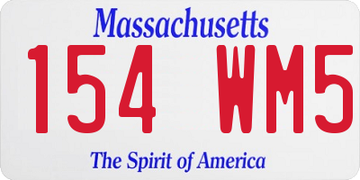 MA license plate 154WM5