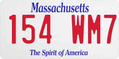 MA license plate 154WM7