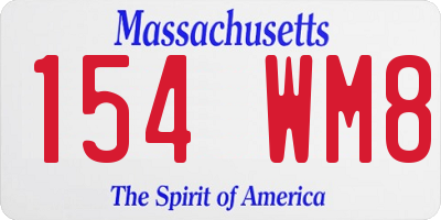MA license plate 154WM8