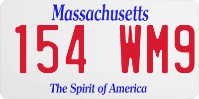 MA license plate 154WM9