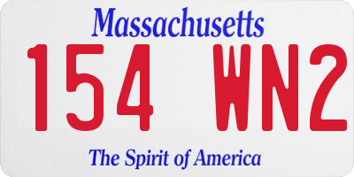 MA license plate 154WN2