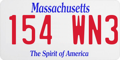 MA license plate 154WN3