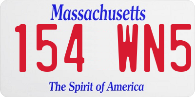 MA license plate 154WN5