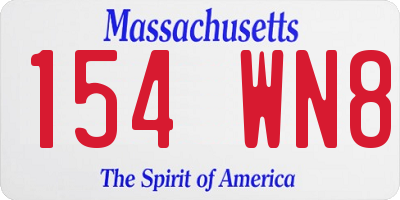 MA license plate 154WN8