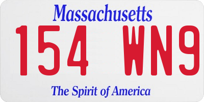 MA license plate 154WN9