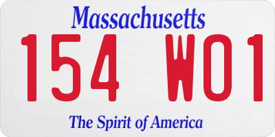 MA license plate 154WO1