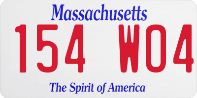 MA license plate 154WO4