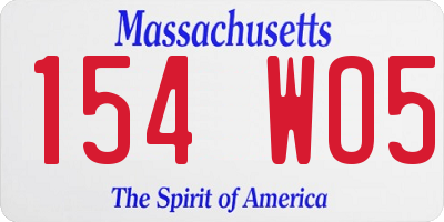 MA license plate 154WO5