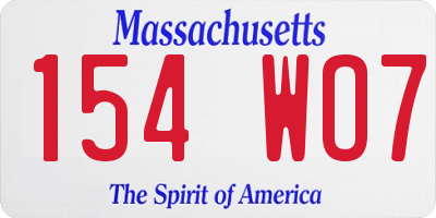 MA license plate 154WO7